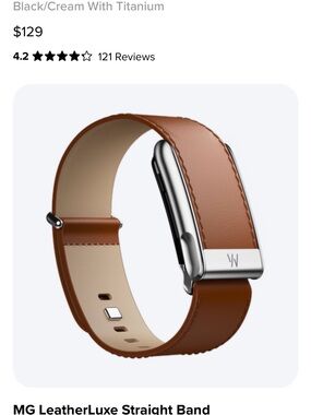 WHOOP LeatherLuxe Genuine Italian Leather Band – Chestnut/Cream/Titanium